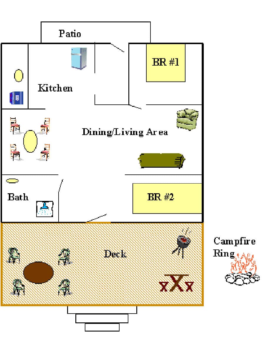 Cabin 1 Layout - Island View Resort